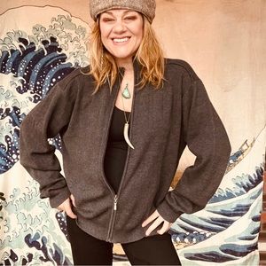 Vintage 90s Oscar de la Renta grey menswear zip cardigan Large